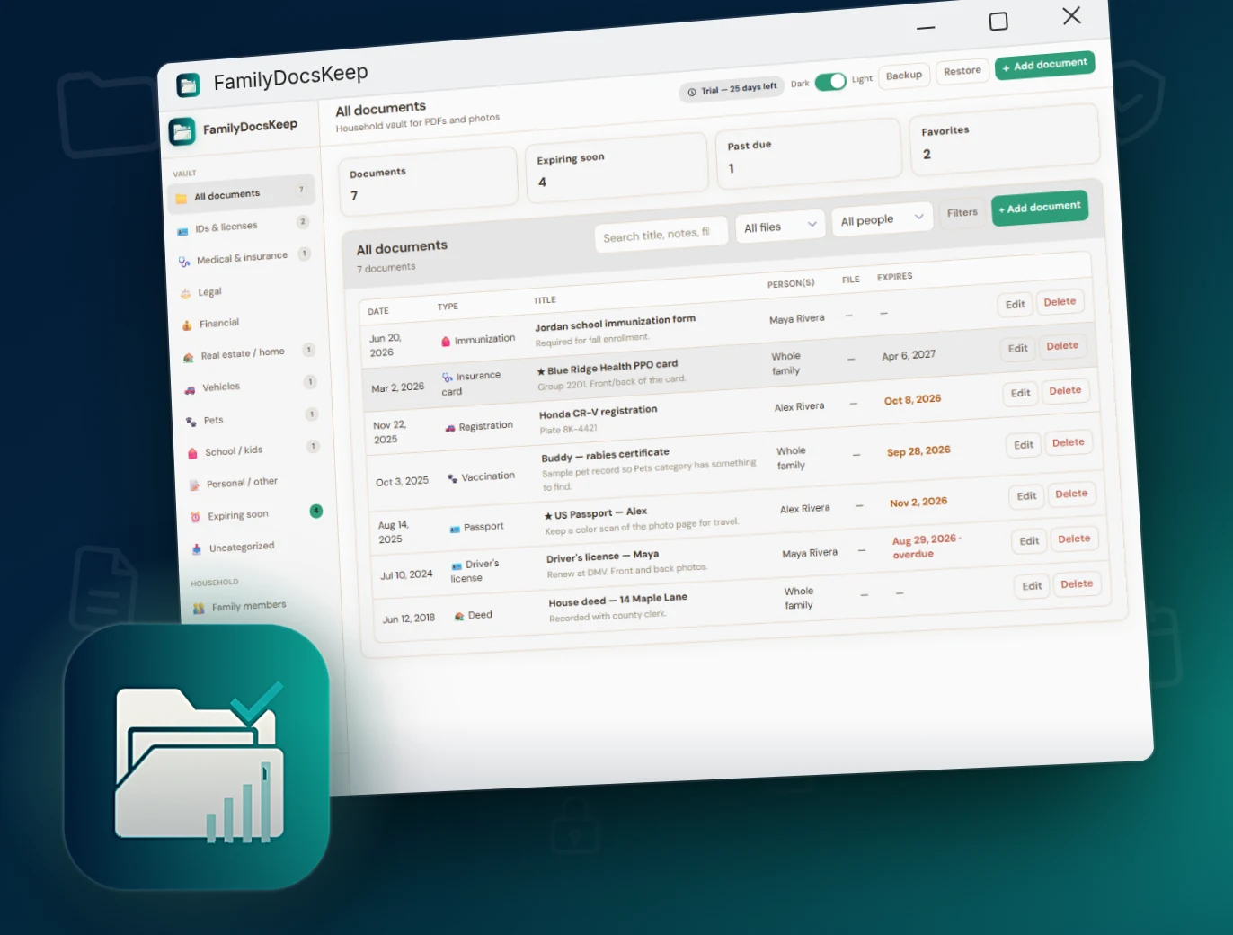 FamilyDocsKeep app preview