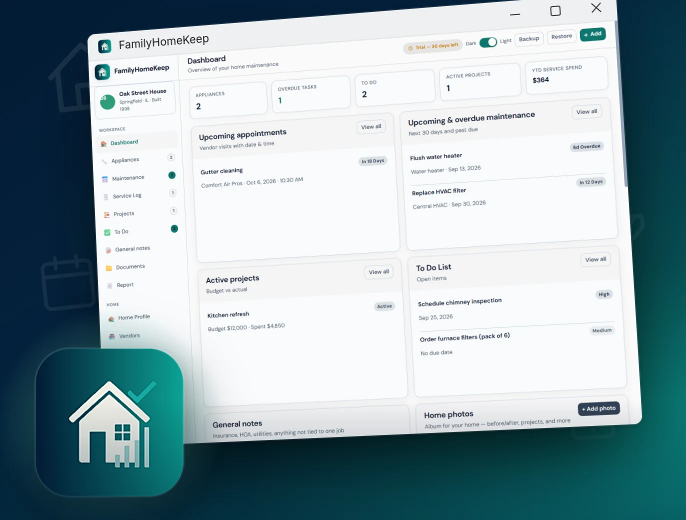 FamilyHomeKeep app preview
